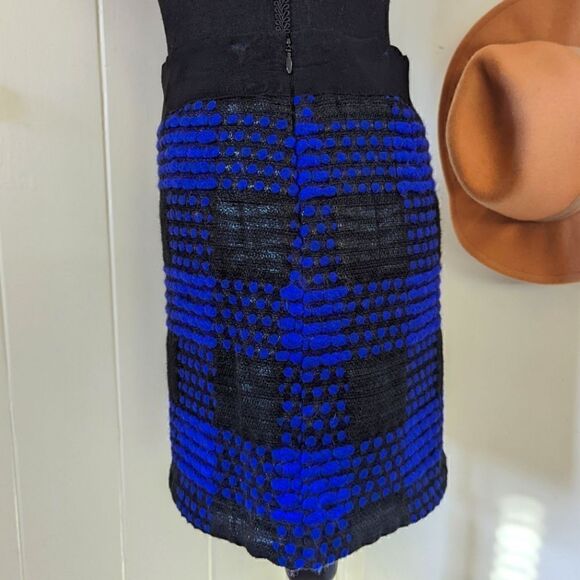 Milly of New York Mixed Media Plaid Wool Mini Skirt 4 Dark Feminine Rock Moody - Picture 5 of 9